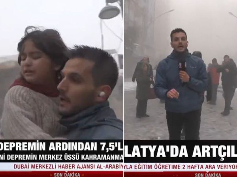 连线一半遇7.5余震　土耳其记者抱女童逃命