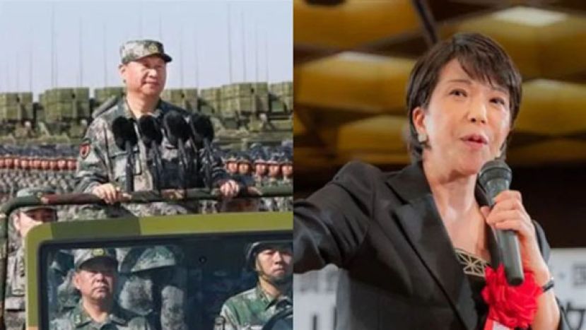 中日关系紧张。图为中国国家主席习近平（左）、日本首相高市早苗（右）。