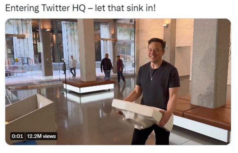 马斯克造访旧金山推特总部。