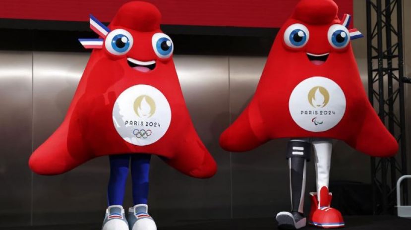 巴黎奥运会吉祥物&ldquo;弗里热(The Phryges)&rdquo;在新闻发布会上亮相。