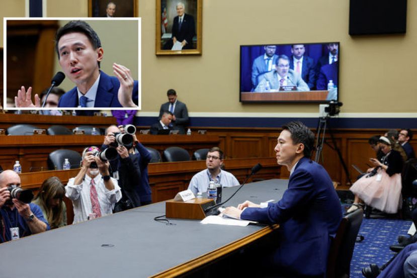 TikTok执行长周受资23日罕见露面，出席一场美国国会听证会。