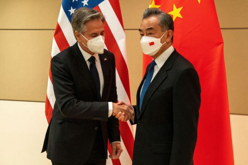 美国国务卿布林肯18日与中国国务委员兼外交部长王毅会晤。