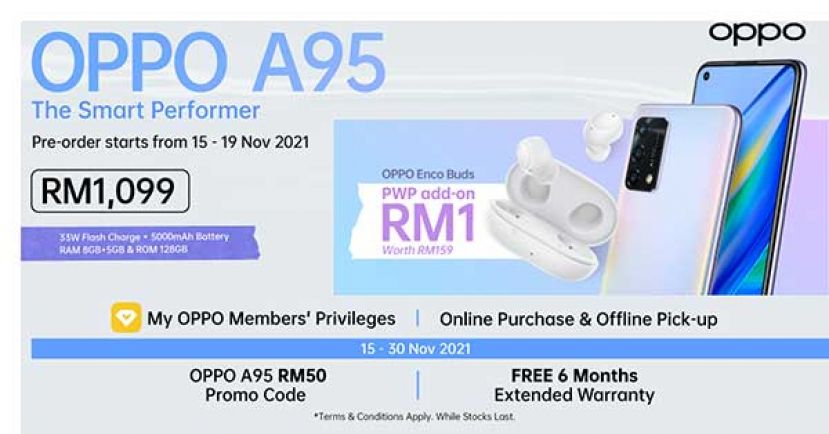 OPPO 推出全新 OPPO A95 智能手机，以时尚的 设计和超长的电池寿命提升日常生活的效率