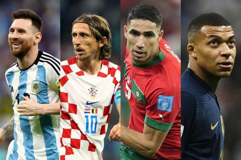 阿根廷梅西、克罗埃西亚莫德里奇、摩洛哥哈基米、法国与姆巴佩。