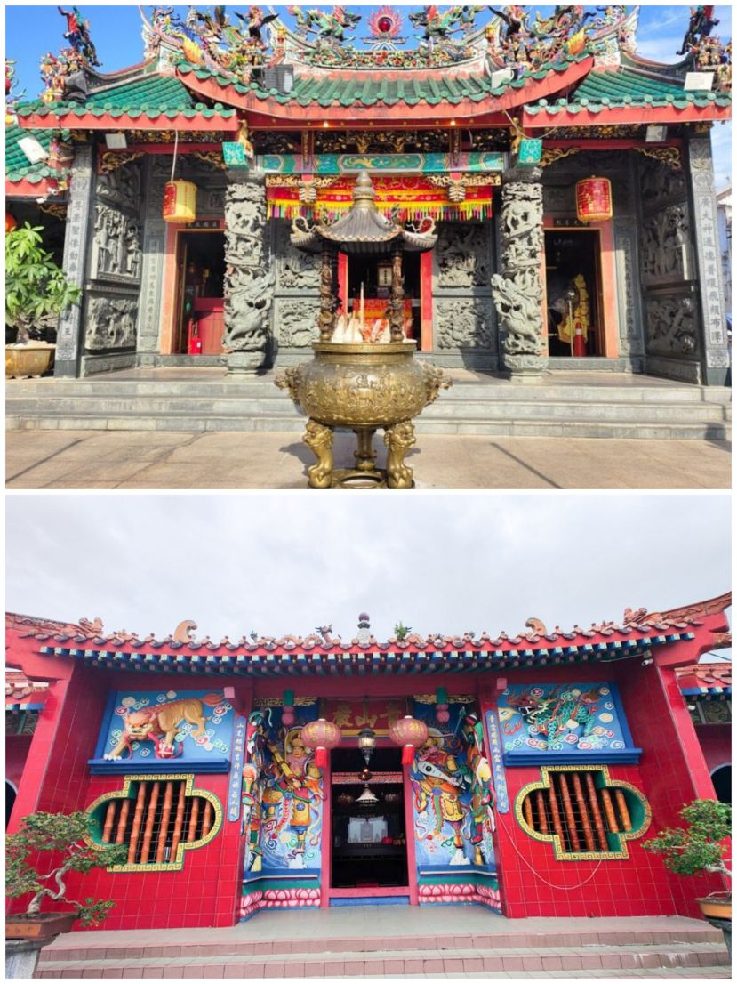 上图为古晋福建公会花香街凤山寺，下图为古晋福建公会青山岩庙。