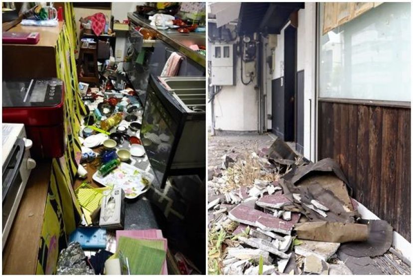 日本17日晚上11时14分左右，爱媛县和高知县附近发生震度6弱地震，各地出现灾损。