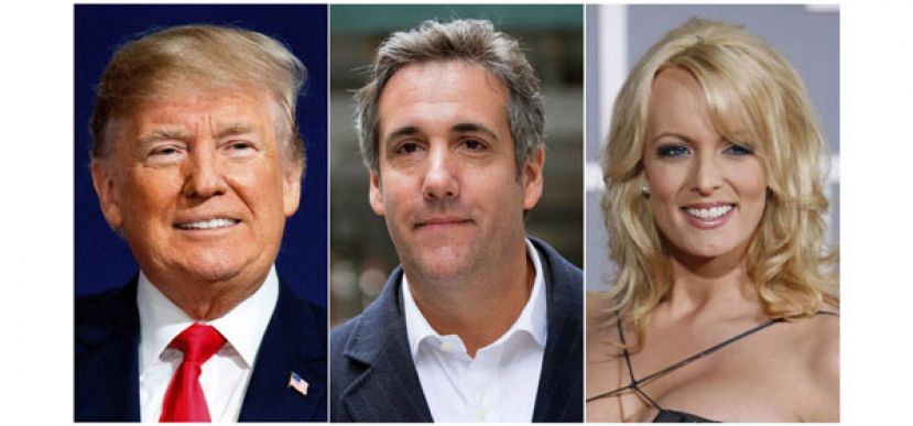 特朗普、前私人律师柯恩与丹尼尔斯。