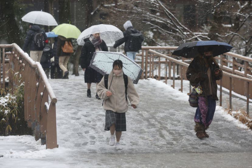 东京大雪已导致上百航班取消。