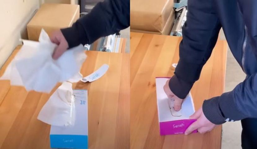 打开包装之前，可以用手指在开口处来回按压，或者将纸巾轻轻往下推，就能顺利抽取卫生纸。
