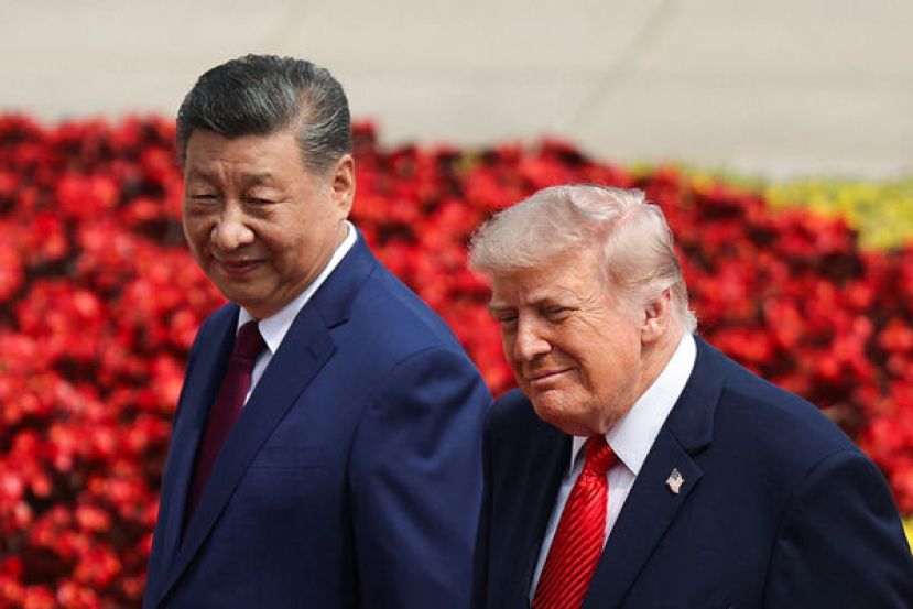 美国总统特朗普与中国国家主席习近平。