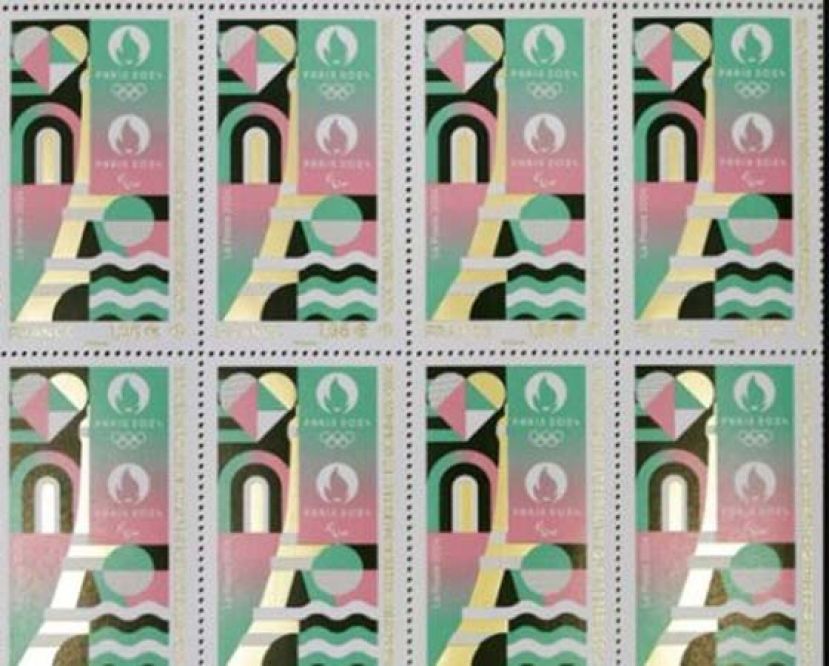 巴黎奥组委联合法国邮政发布奥运官方邮票。