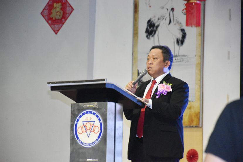 砂华总青年团署理团长兼晋汉连省华青团总团长兼大会主席甲必丹陈德明。