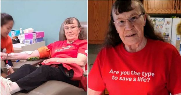 住在加拿大亚伯达省的80岁阿嬷米查鲁克从22岁开始就养成定期捐血的习惯。