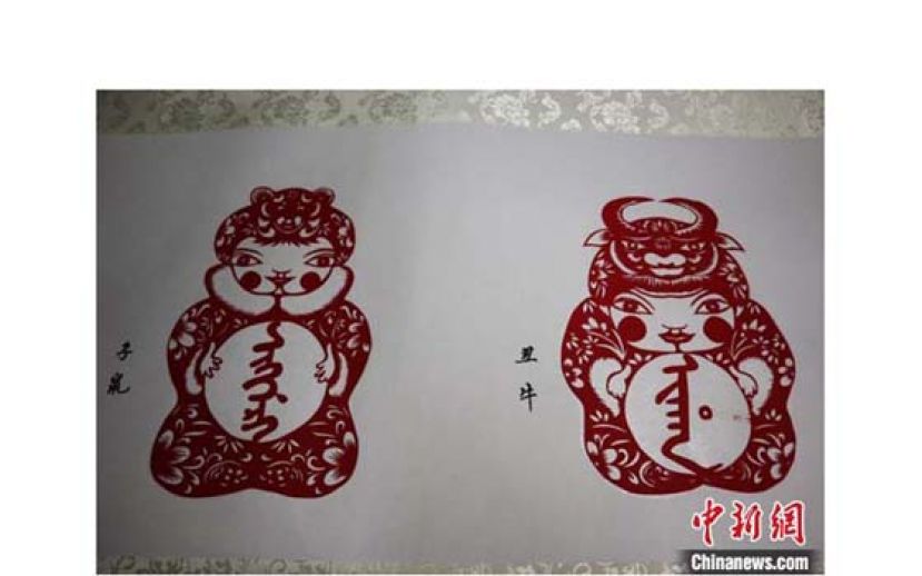 华丽的剪纸作品。　