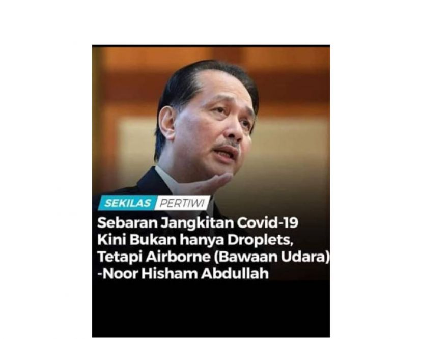 诺希山提醒民众　新冠病毒可通过空气传播