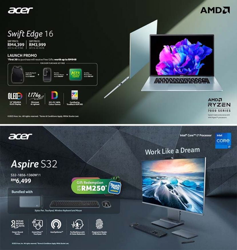 大马 Acer 在 Acer Swift Edge 16 和 Aspire S 系列中融合了时尚与功能性