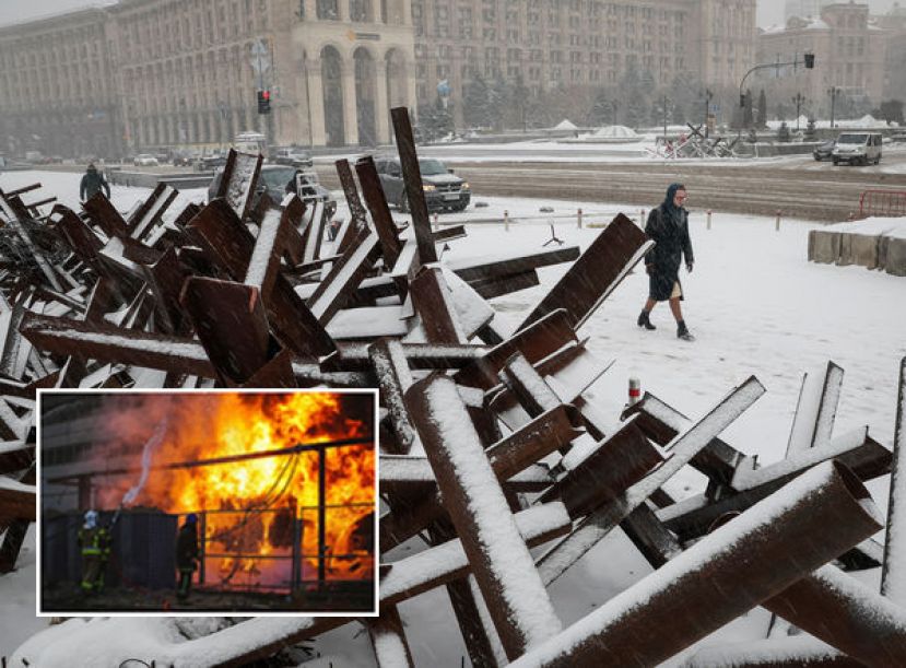 基辅一旦失去暖气，市民将紧急撤离。小图为基辅一座火力发电厂遭俄军导弹袭击。