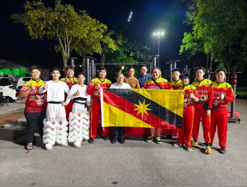 砂拉越古晋东法醒狮团代表砂拉越出征全国赛 黄鸿圣赞扬传承文化精神