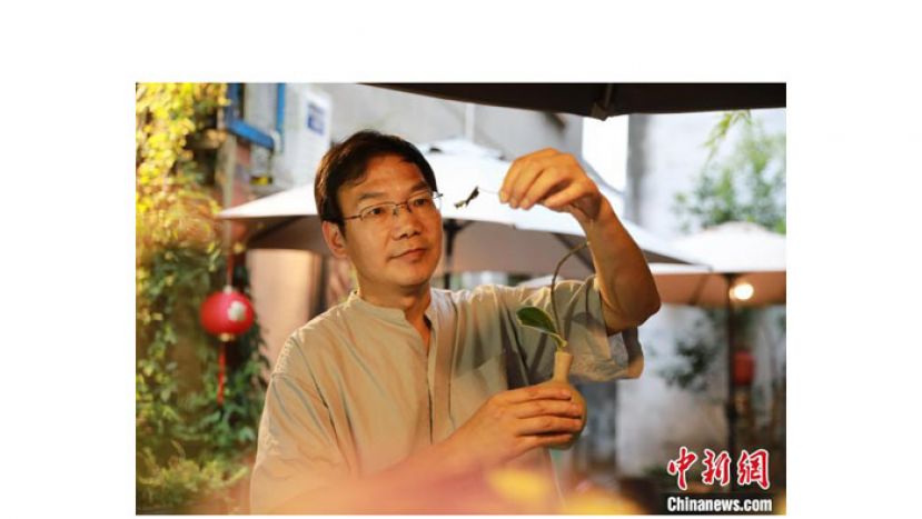 应国宏展示作品。