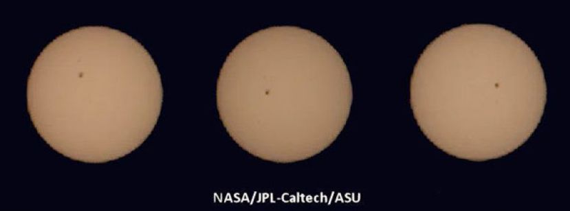 在火星进行探勘的毅力号拍下太阳上的巨大黑子群。