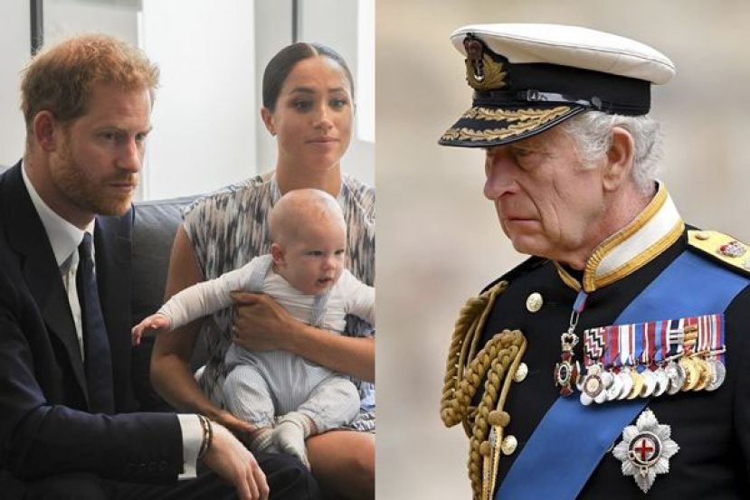 有评论认为，若哈利王子和梅根的纪录片触碰&ldquo;底线&rdquo;，英国国王查尔斯三世（右）可能拔除两人头衔。