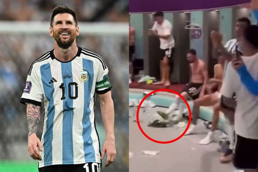 梅西疑似踢到墨西哥球衣。