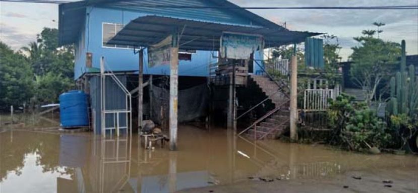 木中省连日豪雨，引起水灾。