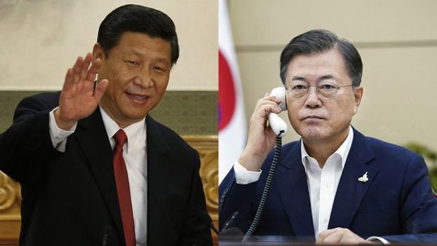 中国国家主席习近平、韩国时任总统文在寅热线。