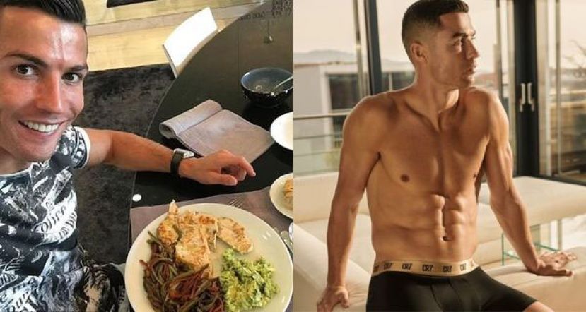 C罗饮食和运动自律，因此体脂肪长年维持在7%，还有冰块腹肌。