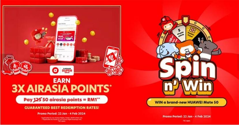 通过airasia Superapp 的新年特别优惠一起喜迎龙年！