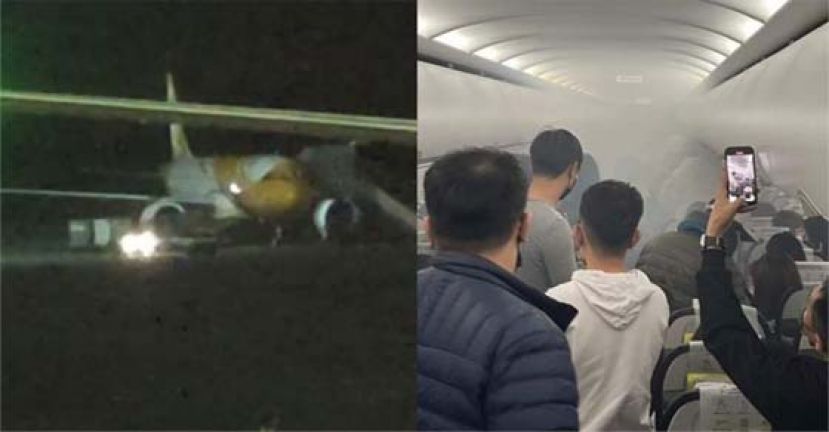 新加坡酷航起飞前，乘客充电宝突着火。