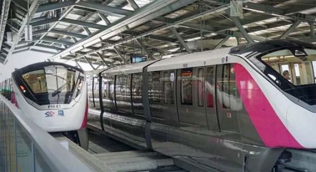 曼谷第二条单轨铁路 捷运粉红线开始试运。