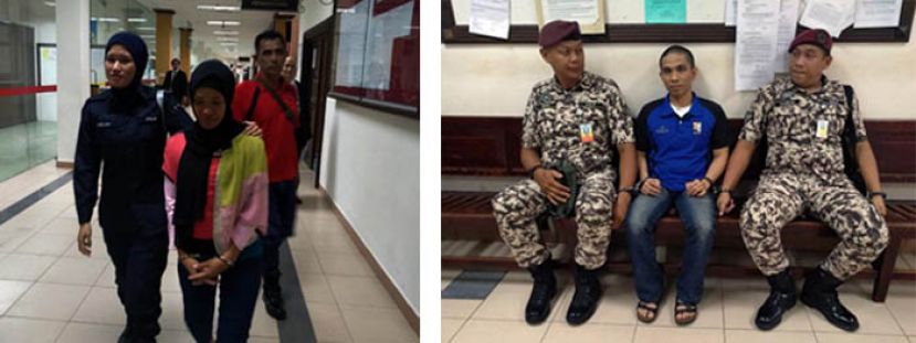  狠心活埋刚出生骨肉，男女被告罪成，被判处死刑。(左右图)