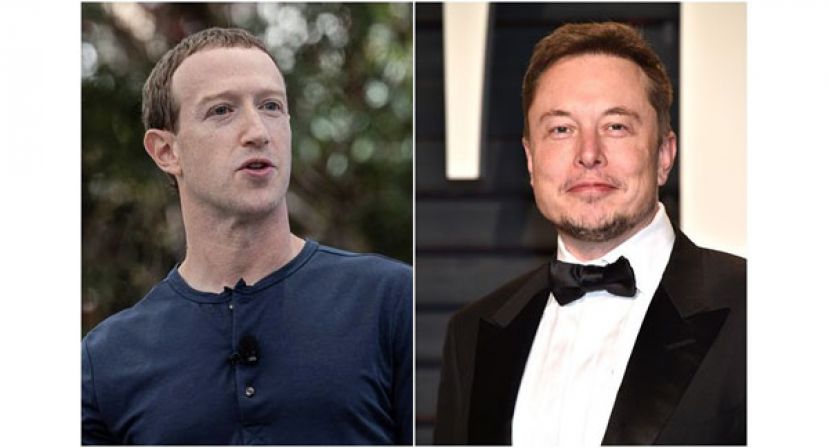 全球富豪在2023年变得更有钱。图为特斯拉执行长马斯克（右）与Meta创办人暨执行长祖克柏（左）。