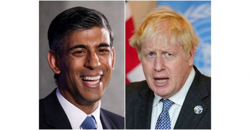 英国前财政大臣苏纳克（左）与前首相约翰逊（右）可能将角逐新一任党魁。