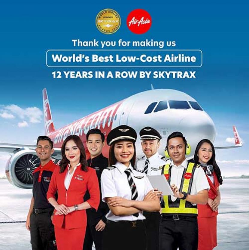 亚航在 Skytrax 2021 世界航空公司大奖中连续 12 年荣获世界最佳低成本航空公司奖